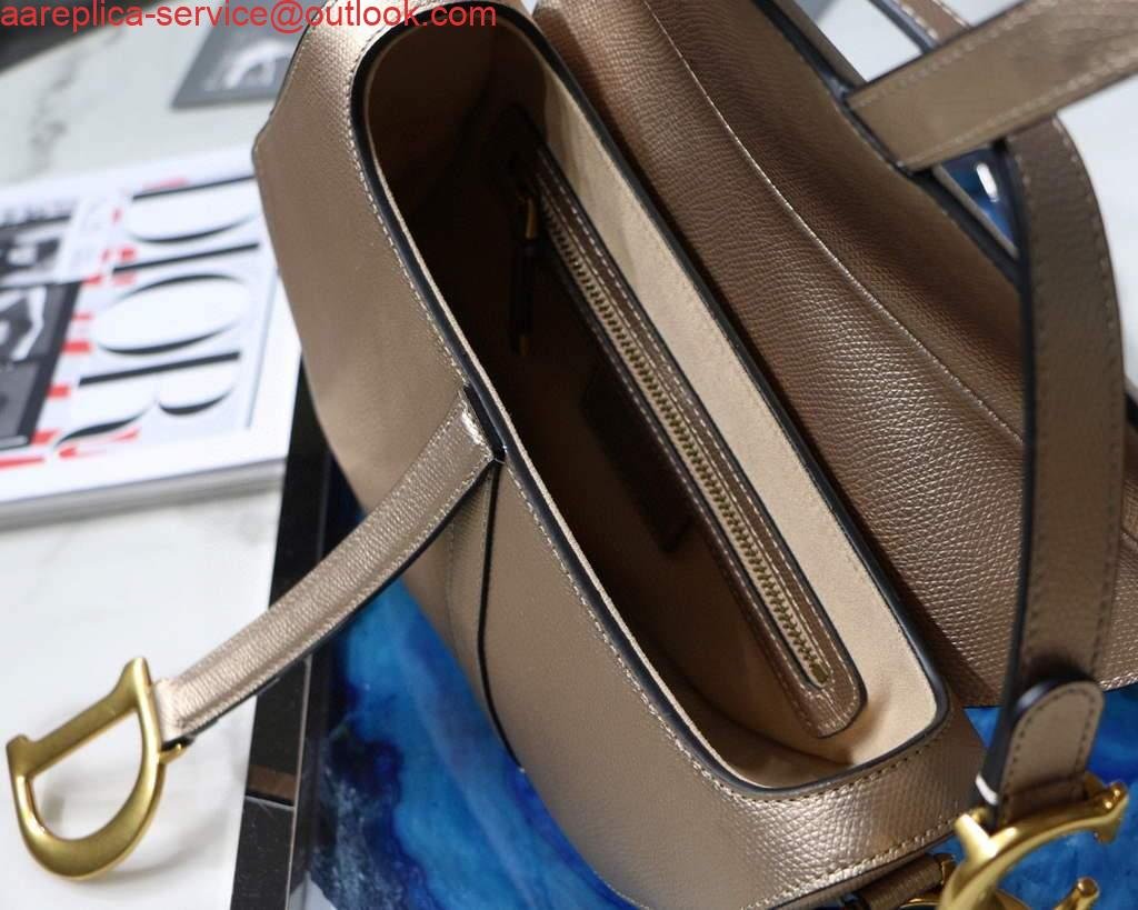 Replica Dior M0446 Dior Saddle Bag M0447 Silvry Grey Grained Calfskin