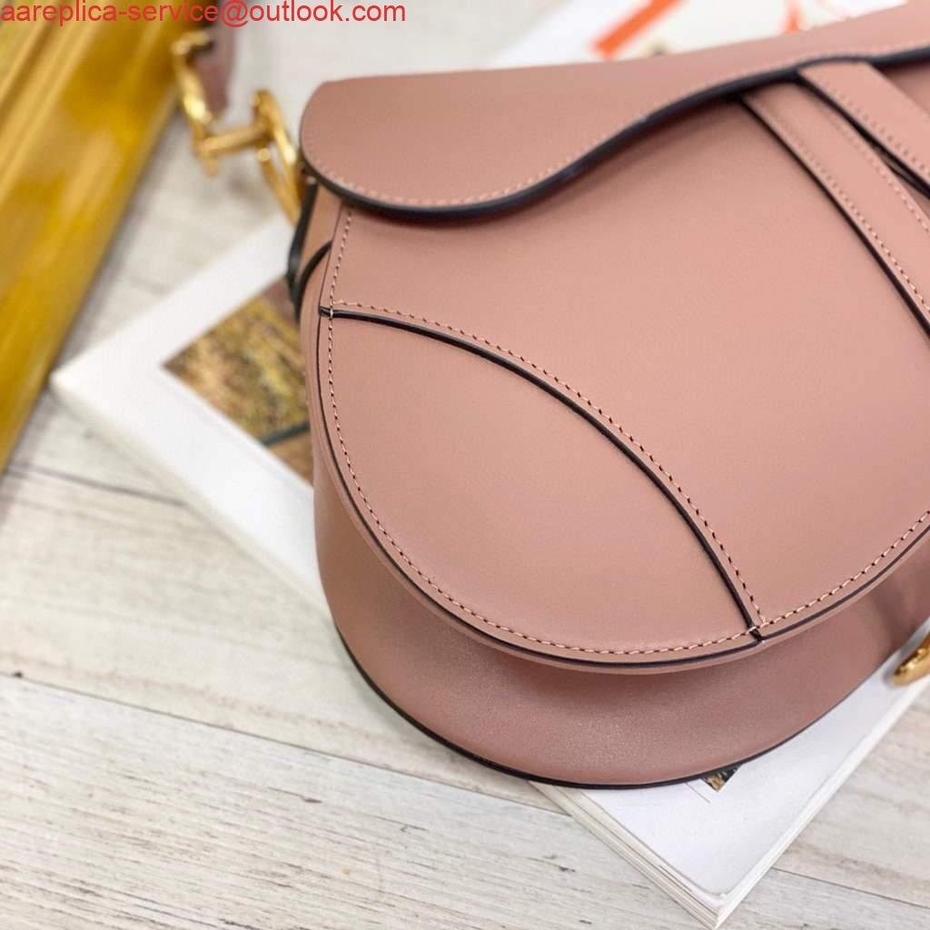Replica Dior M0446 Dior Saddle Bag M0447 Light Pink Goatskin Gold Hardware