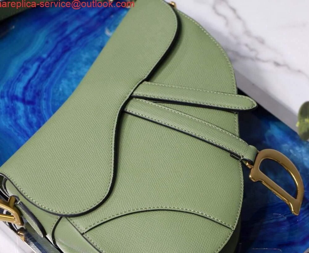 Replica Dior M0446 Dior Saddle Bag M0447 Light Green Grained Calfskin