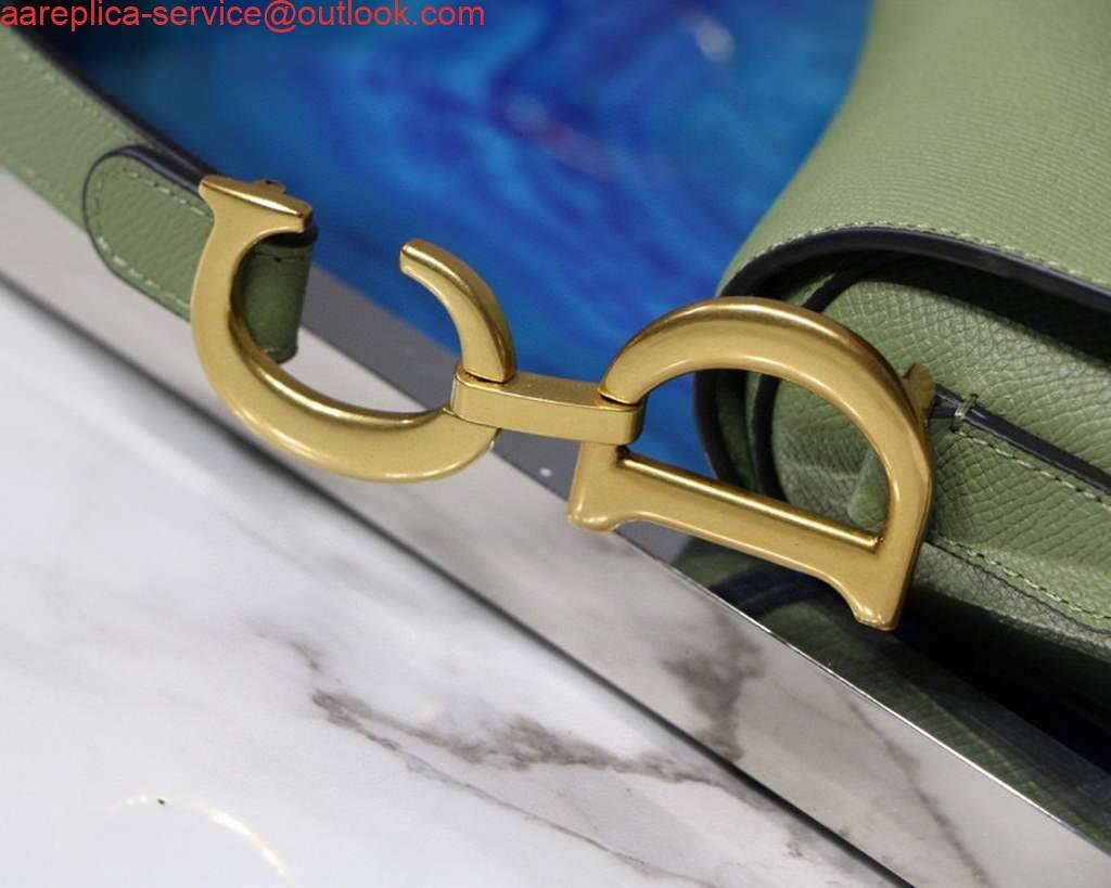 Replica Dior M0446 Dior Saddle Bag M0447 Light Green Grained Calfskin