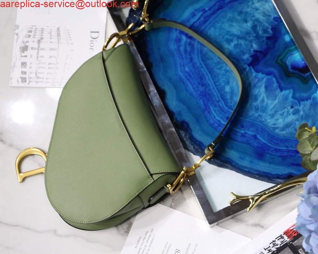 Replica Dior M0446 Dior Saddle Bag M0447 Light Green Grained Calfskin