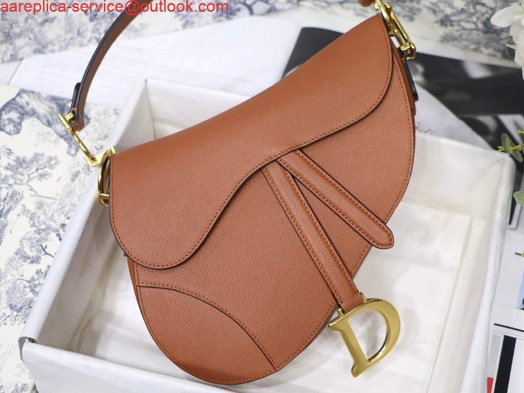 Replica Dior M0446 Dior Saddle Bag M0447 Brown Grained Calfskin