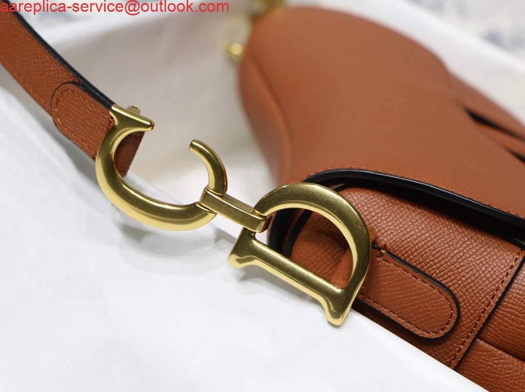 Replica Dior M0446 Dior Saddle Bag M0447 Brown Grained Calfskin