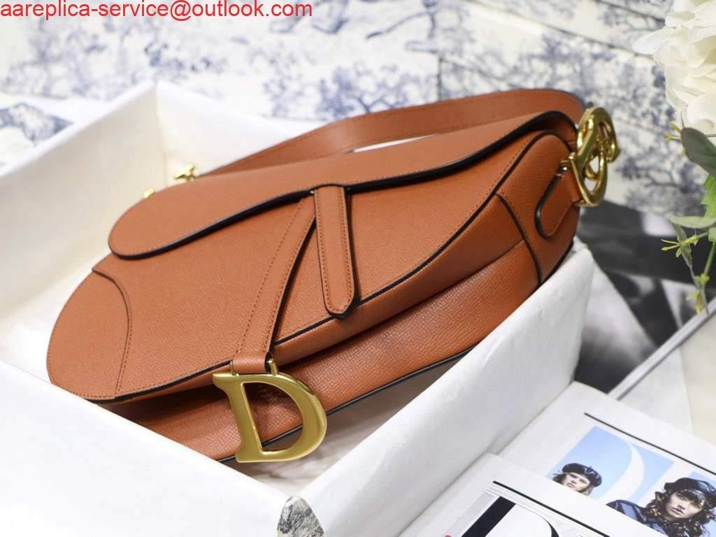 Replica Dior M0446 Dior Saddle Bag M0447 Brown Grained Calfskin