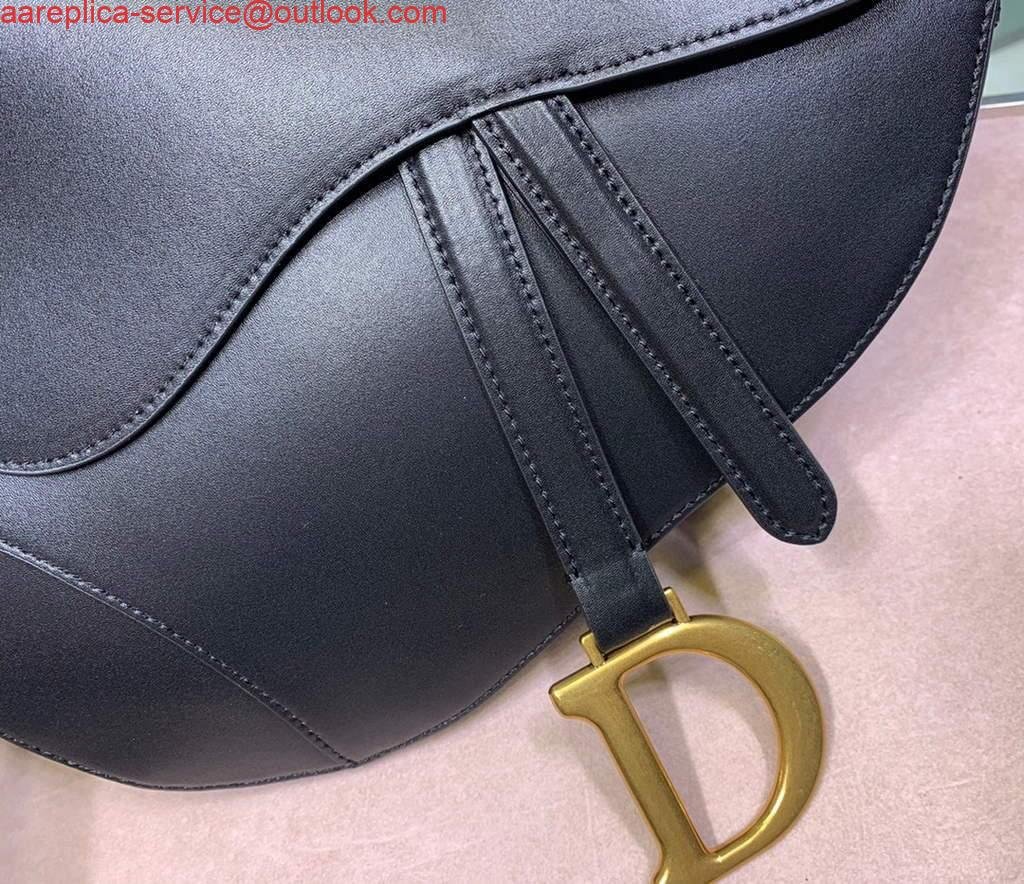 Replica Dior M0446 Dior Saddle Bag M0447 Black Goatskin Gold Hardware