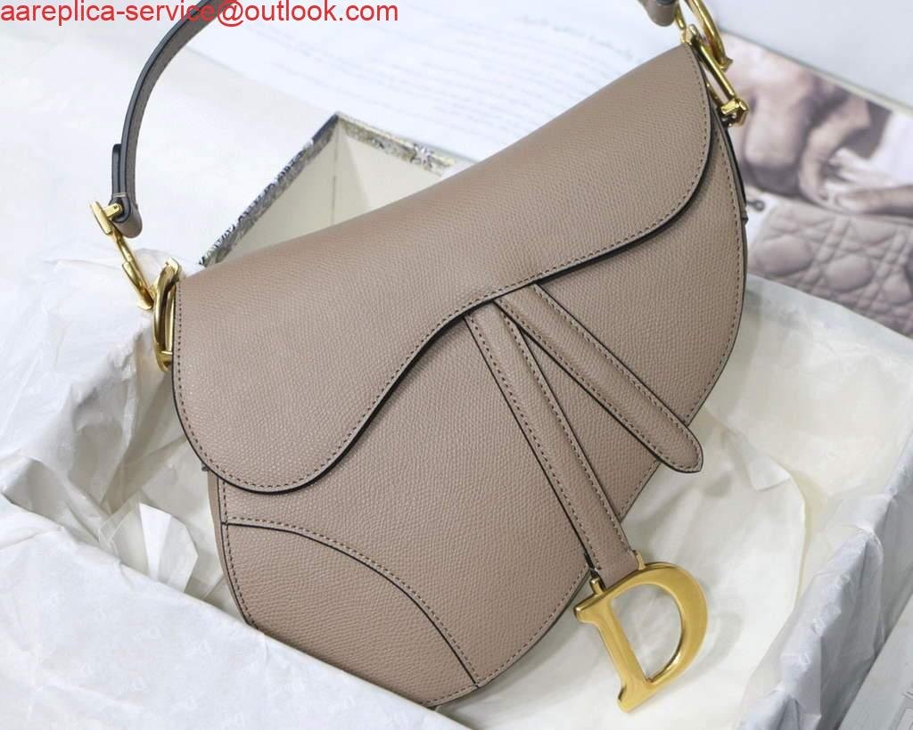 Replica Dior M0446 Dior Saddle Bag Grey Grained Calfskin
