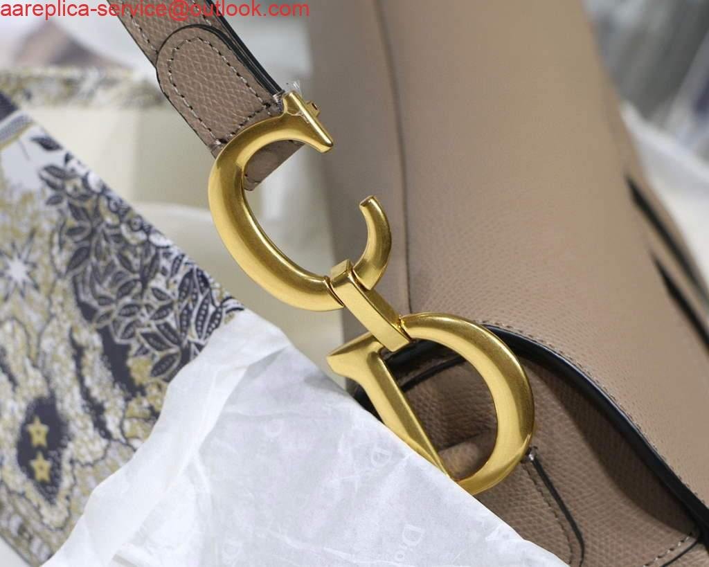 Replica Dior M0446 Dior Saddle Bag Grey Grained Calfskin