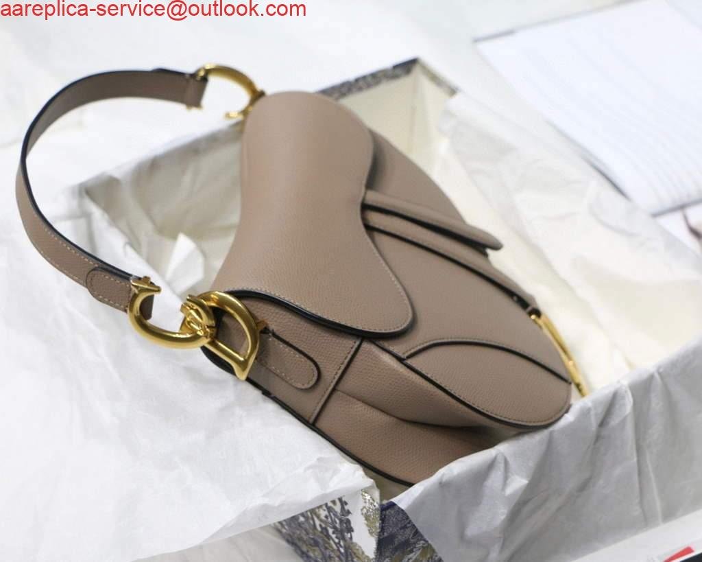 Replica Dior M0446 Dior Saddle Bag Grey Grained Calfskin
