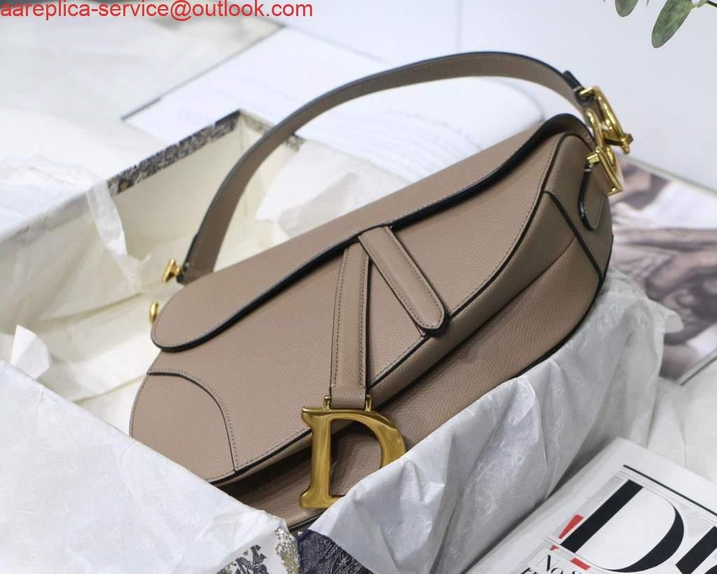 Replica Dior M0446 Dior Saddle Bag Grey Grained Calfskin