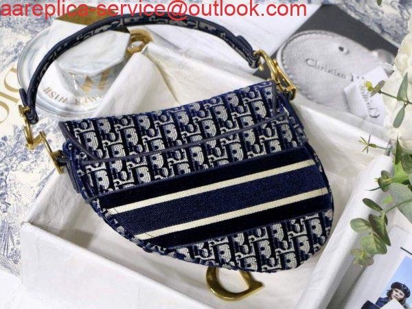 Replica Dior M0446 Dior Saddle Bag Blue Dior Oblique Jacquard
