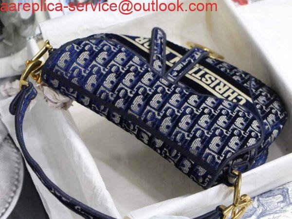 Replica Dior M0446 Dior Saddle Bag Blue Dior Oblique Jacquard
