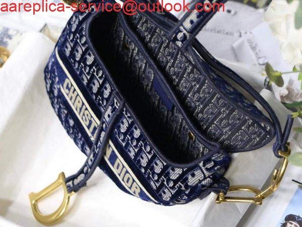 Replica Dior M0446 Dior Saddle Bag Blue Dior Oblique Jacquard