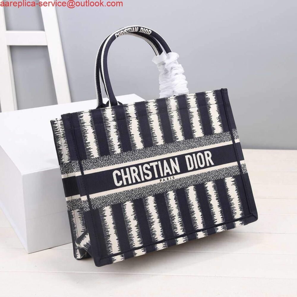 65333869f21e3.jpg Replica Dior M1286 Dior Book Tote small Blue D-Stripes Embroidery