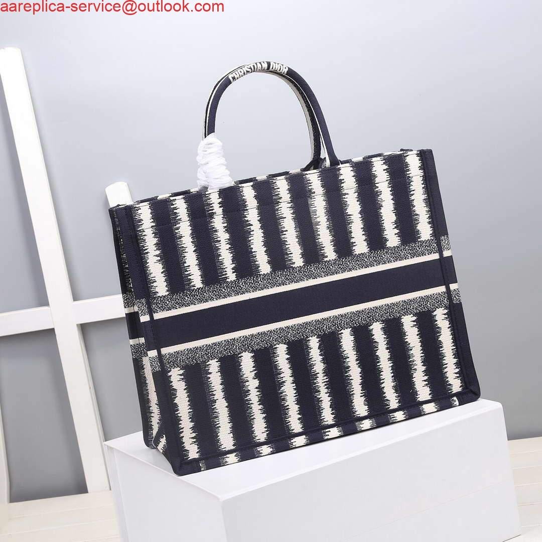 Replica Dior M1286 Dior Book Tote Blue D-Stripes Embroidery