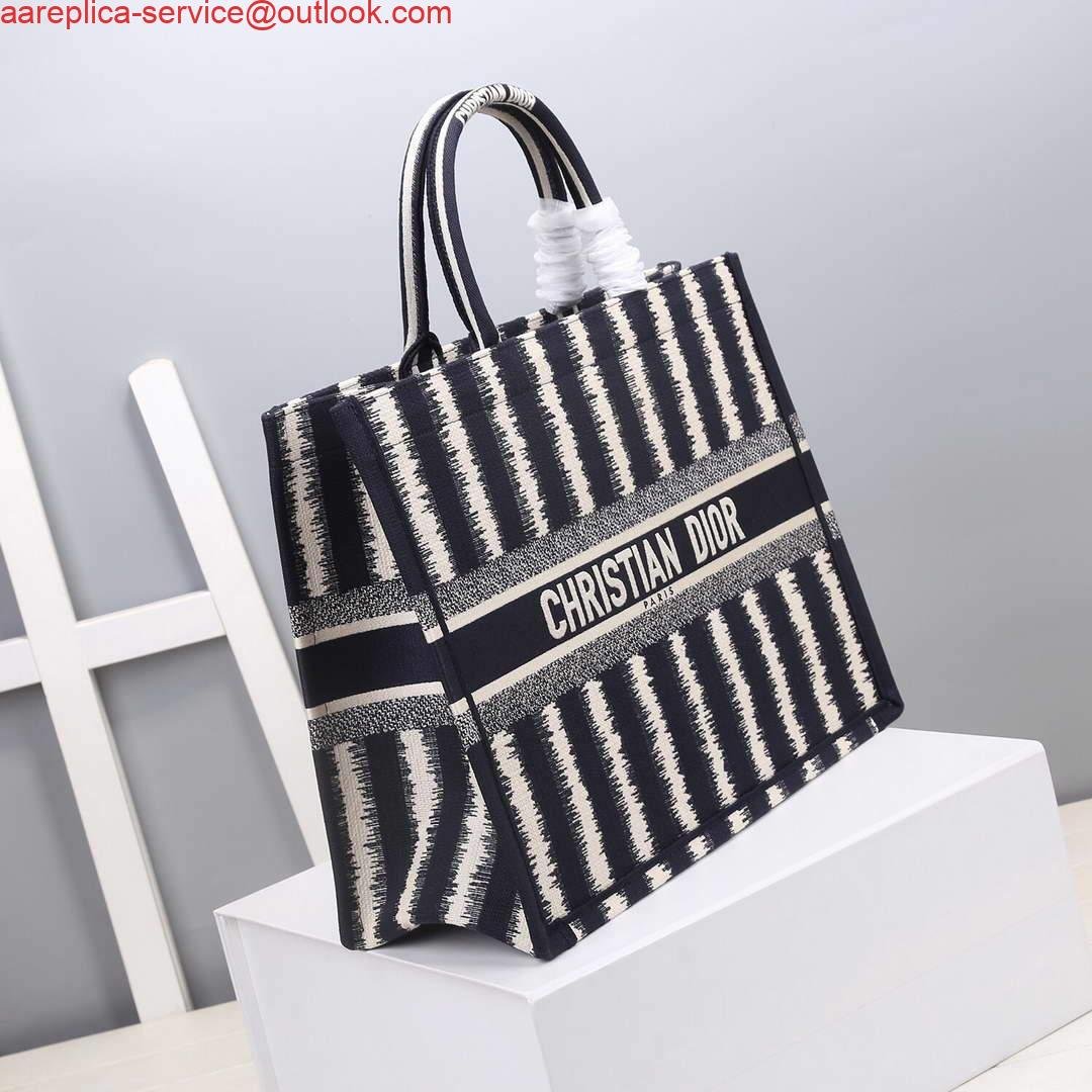 Replica Dior M1286 Dior Book Tote Blue D-Stripes Embroidery
