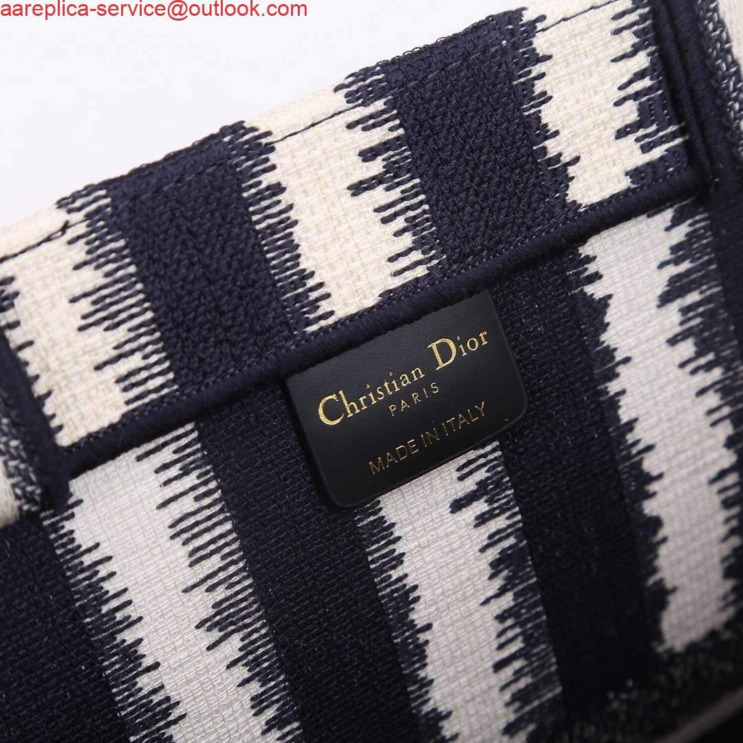 Replica Dior M1286 Dior Book Tote Blue D-Stripes Embroidery