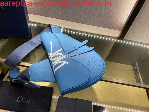 Replica Dior M0446 Saddle Bag Dior Blue Calfskin Bag