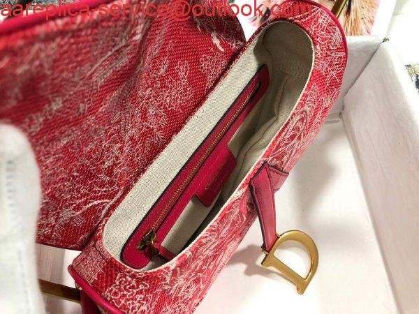Replica Dior M0446 Dior Saddle Bag Red Toile de Jouy Reverse Jacquard