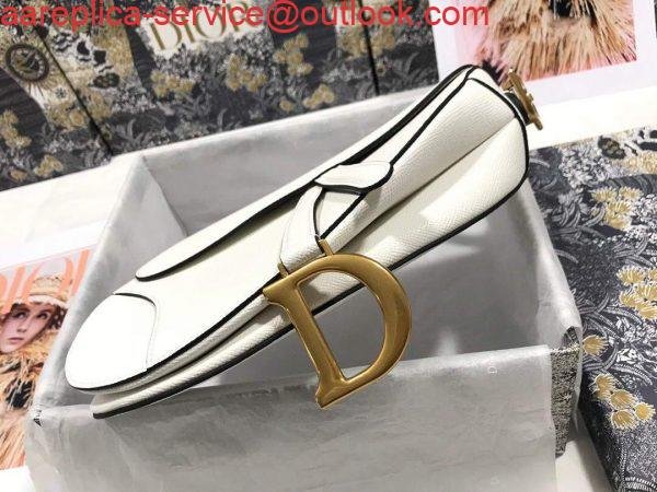Replica Dior M0446 Dior Saddle Bag M0447 White Grained Calfskin