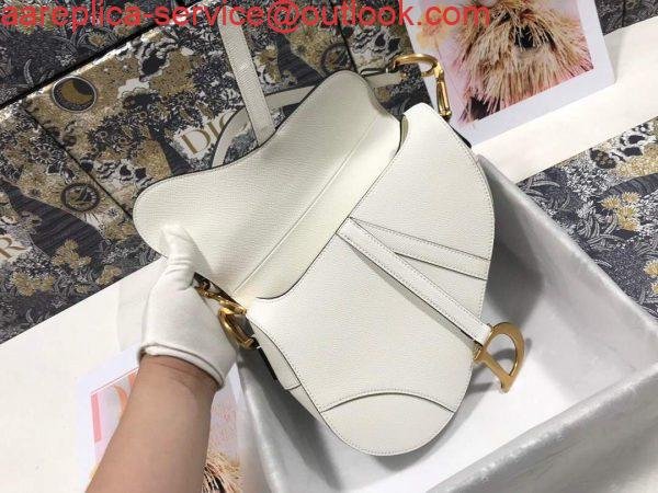 Replica Dior M0446 Dior Saddle Bag M0447 White Grained Calfskin