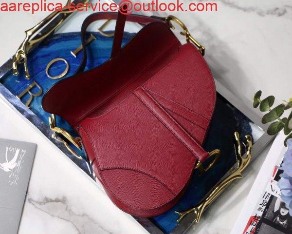 Replica Dior M0446 Dior Saddle Bag M0447 Red Grained Calfskin