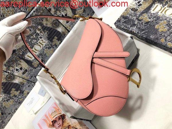 Replica Dior M0446 Dior Saddle Bag M0447 Pink Goatskin