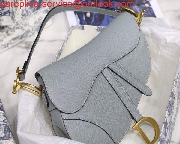 Replica Dior M0446 Dior Saddle Bag M0447 Grey Grained Calfskin