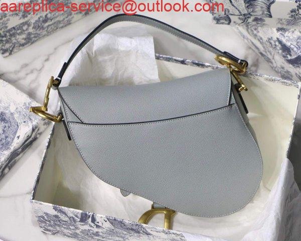 Replica Dior M0446 Dior Saddle Bag M0447 Grey Grained Calfskin