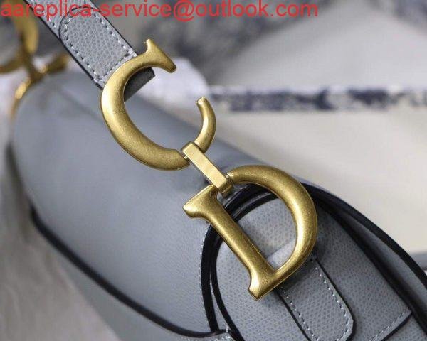 Replica Dior M0446 Dior Saddle Bag M0447 Grey Grained Calfskin