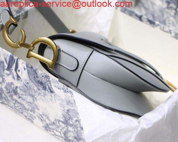 Replica Dior M0446 Dior Saddle Bag M0447 Grey Grained Calfskin