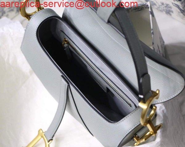 Replica Dior M0446 Dior Saddle Bag M0447 Grey Grained Calfskin