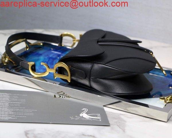Replica Dior M0446 Dior Saddle Bag M0447 Black Grained Calfskin