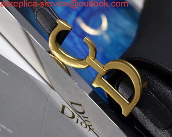 Replica Dior M0446 Dior Saddle Bag M0447 Black Grained Calfskin