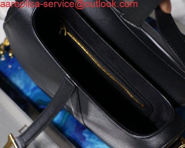 Replica Dior M0446 Dior Saddle Bag M0447 Black Grained Calfskin