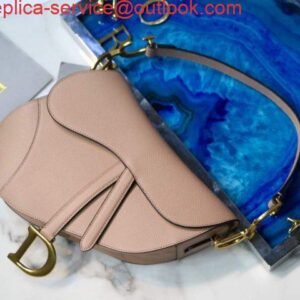 Replica Dior M0446 Dior Saddle Bag M0447 Grey Grained Calfskin with Gray Hardware