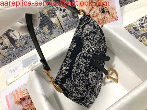 Replica Dior M0446 Dior Saddle Bag Grey Toile de Jouy Reverse Jacquard