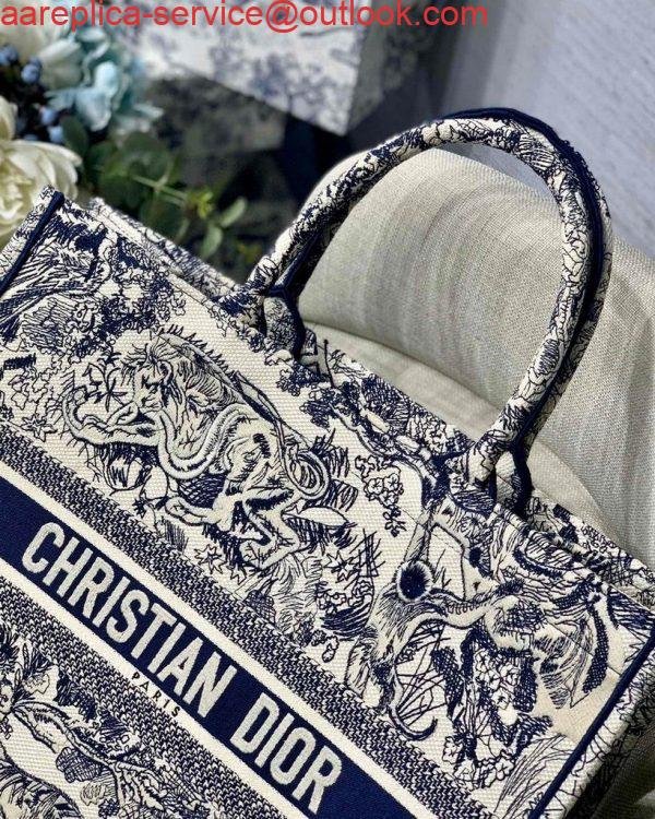 Replica Dior Book Tote M1286 Blue Toile de Jouy Embroidery