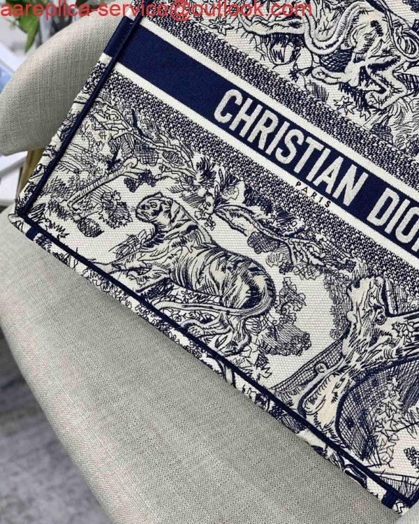 Replica Dior Book Tote M1286 Blue Toile de Jouy Embroidery
