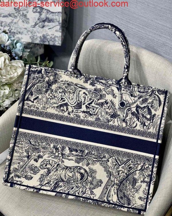 Replica Dior Book Tote M1286 Blue Toile de Jouy Embroidery