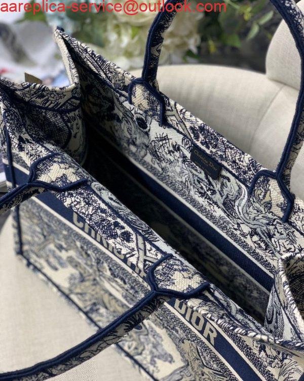 Replica Dior Book Tote M1286 Blue Toile de Jouy Embroidery