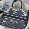 Replica Dior Book Tote M1286 Blue Dior Palms Embroidery
