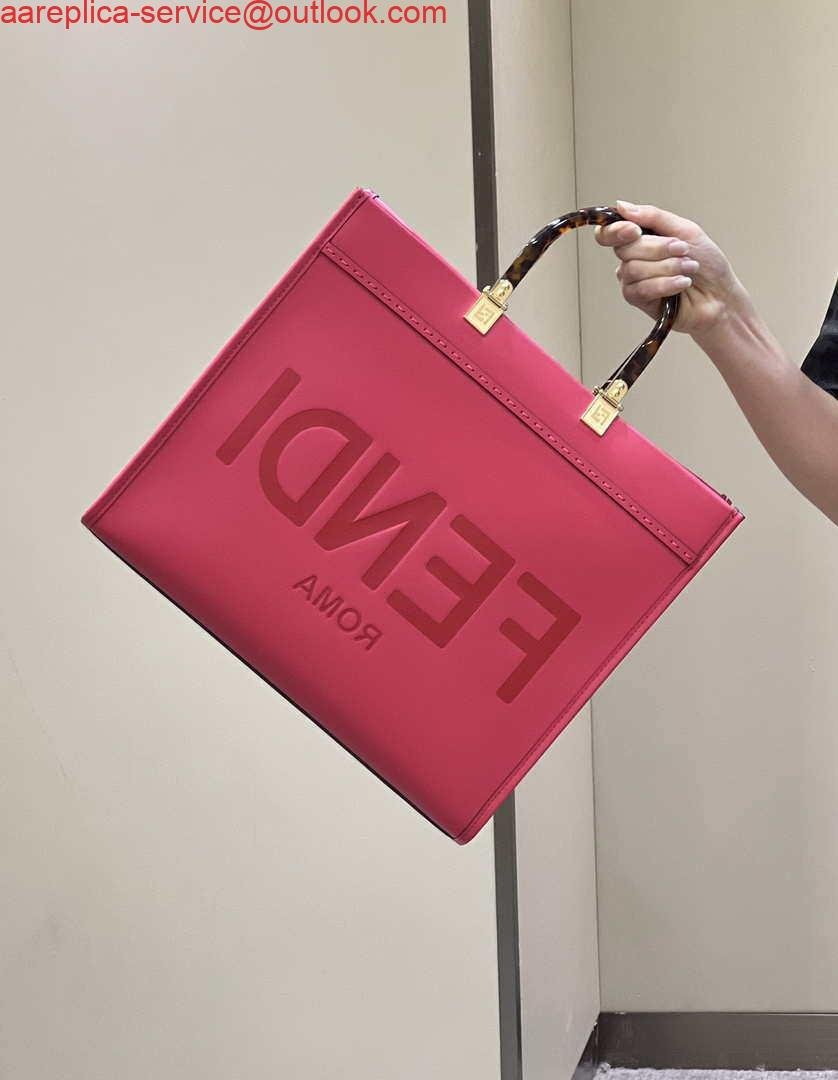 Replica Fendi 8BH386 Sunshine Medium Bag Rose Red leather shopper 8266S