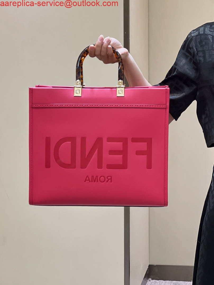 Replica Fendi 8BH386 Sunshine Medium Bag Rose Red leather shopper 8266S