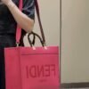 Replica Fendi 8BH386 Sunshine Medium Bag Rose Red leather shopper 8266S