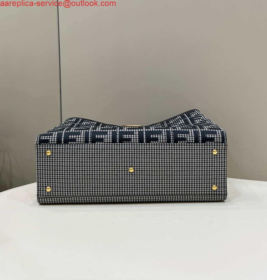 Replica Fendi 8BH374 X-Tote Gray houndstooth wool shopper with FF embroidery