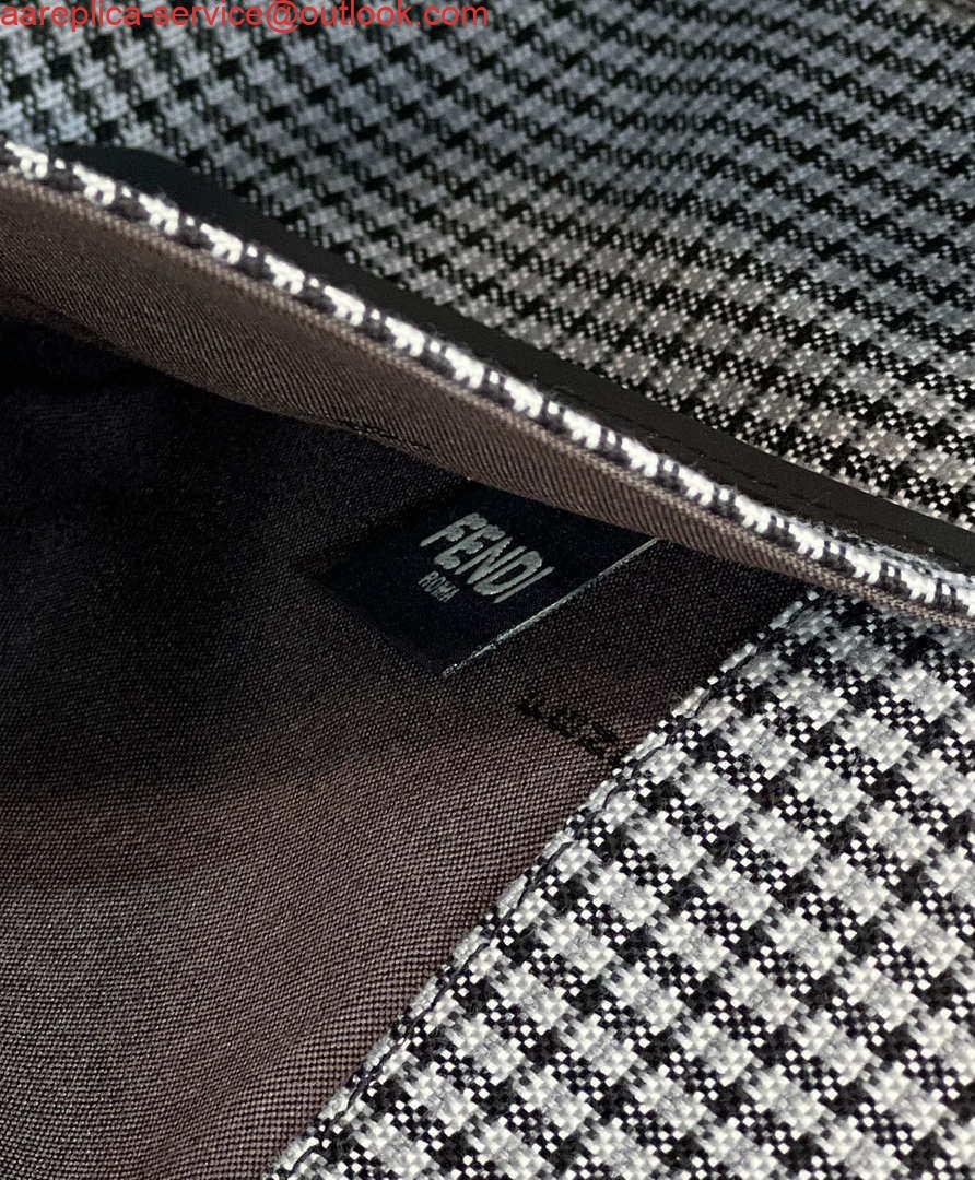 Replica Fendi 8BH374 X-Tote Gray houndstooth wool shopper with FF embroidery