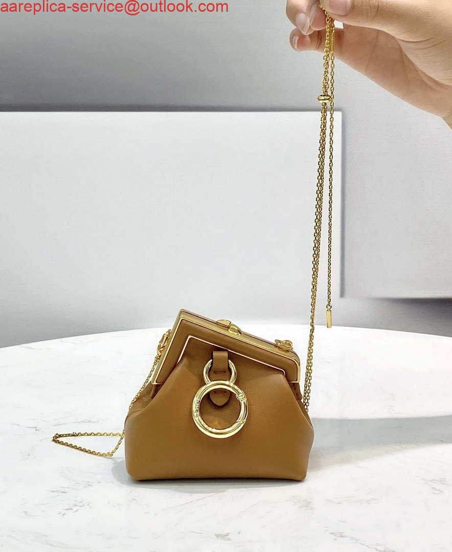 Replica Fendi 7AS051 Nano Fendi First Charm Charm in Brown nappa leather