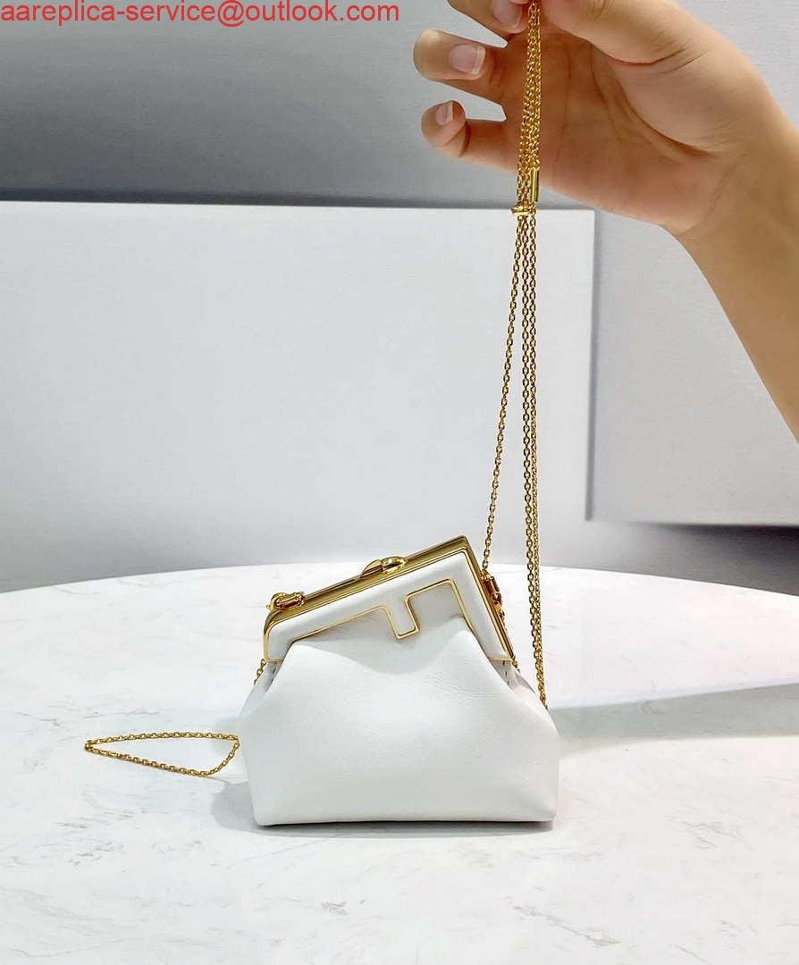Replica Fendi 7AS051 Nano Fendi First Charm Charm in White nappa leather