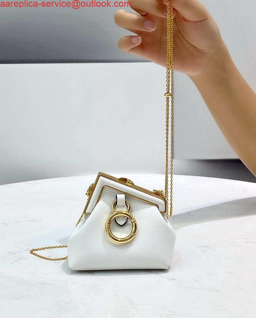 Replica Fendi 7AS051 Nano Fendi First Charm Charm in White nappa leather