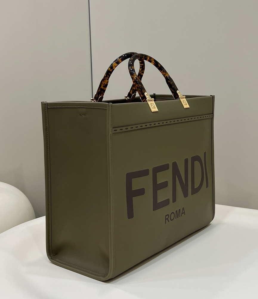 Replica Fendi 8BH386 Sunshine Medium Bag 8266S Green leather shopper